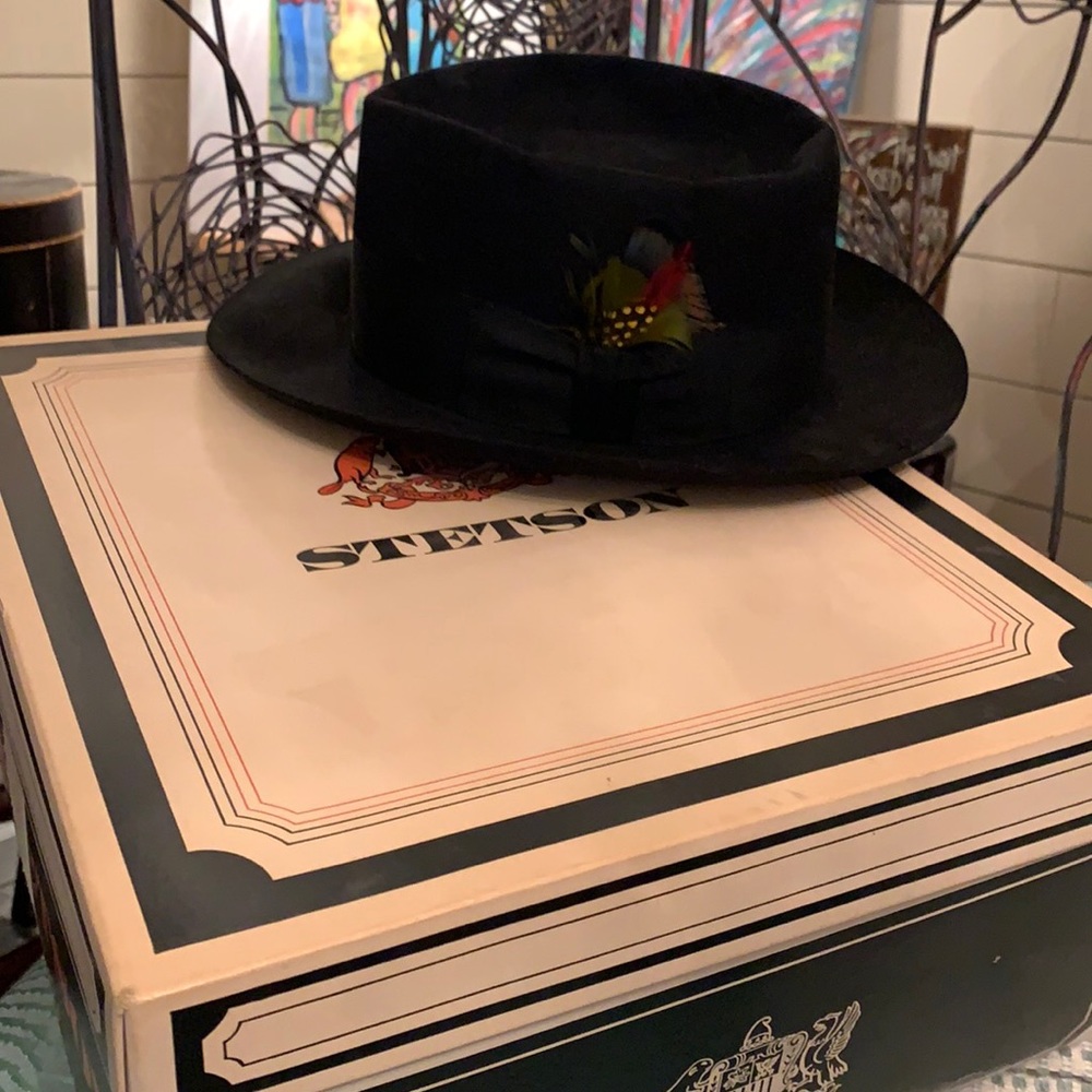 Vintage Stetson with black ribbon band & feather